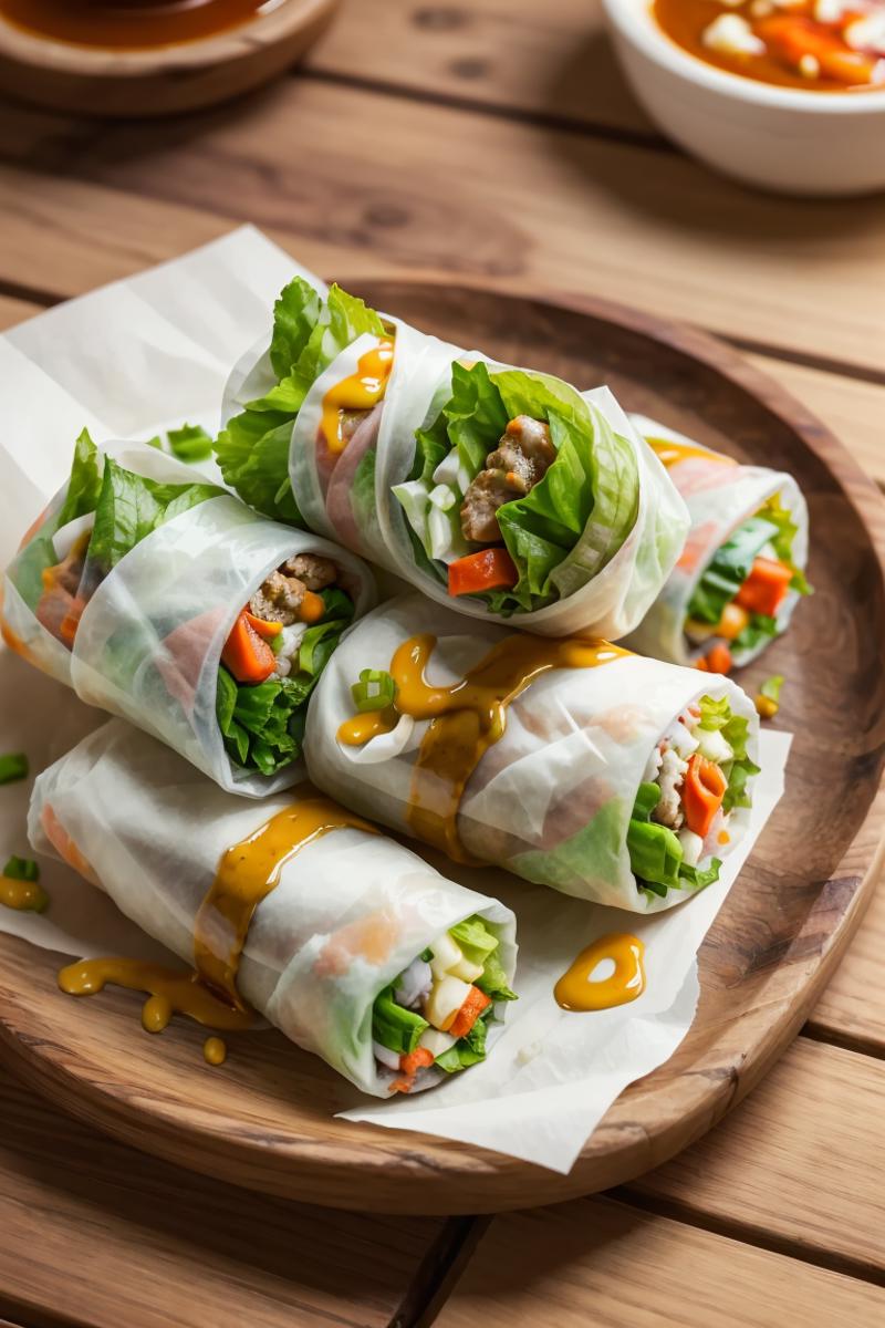 382408-690647619-masterpiece, high quality, best quality, Spring Rolls, HDR,foodphoto, _lora_foodphoto_0.6_,clean table，clean photo.png